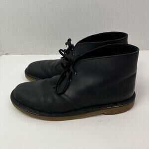 Clarks Men's Sz 9.5 Bushacre 3 Chukka Boots Black Leather Ankle Lace-up Boots